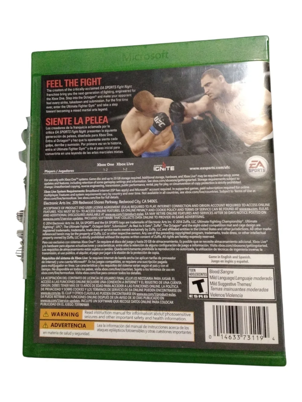 Xbox One UFC EA Sports Video Game - Green Case
